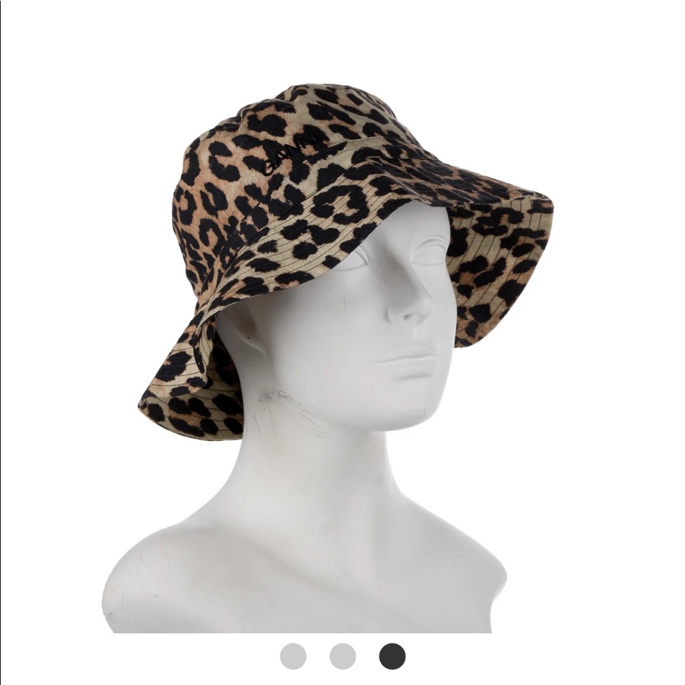 Ganni Cotton Leopard Poplin Bucket Hat